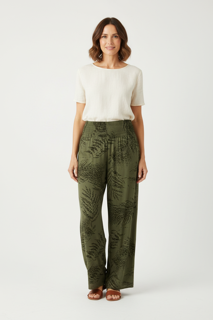Leaf Leopard Print Palazzo Trouser