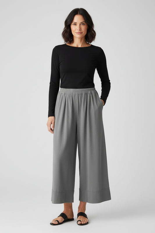 Wide Leg Jersey Trouser
