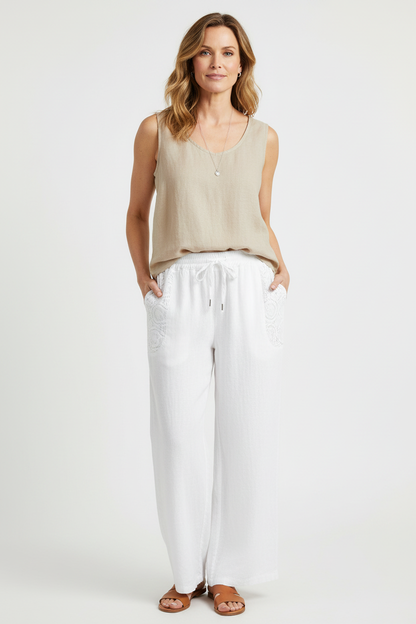 2 Crochet Pocket Linen Trouser