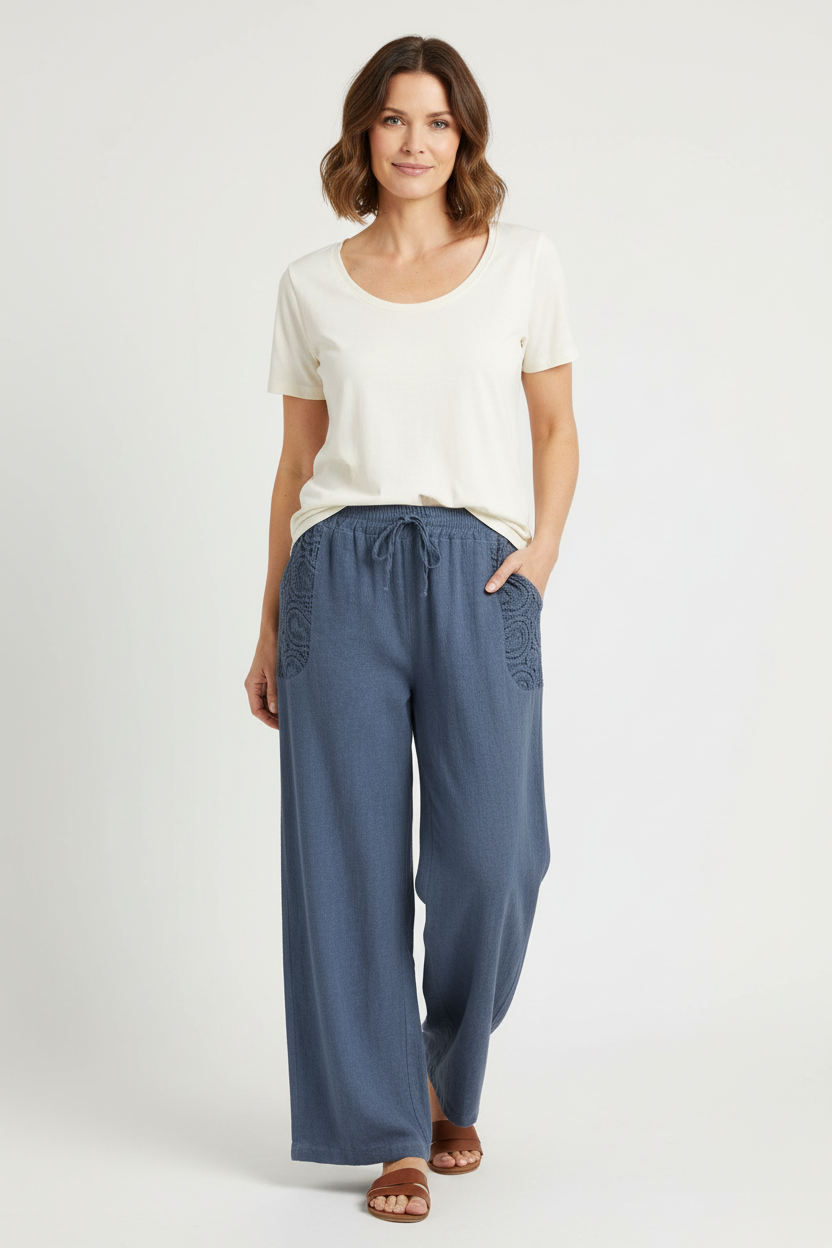 2 Crochet Pocket Linen Trouser