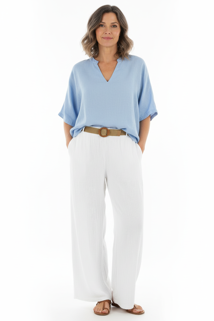 Cheesecloth Belted Trouser