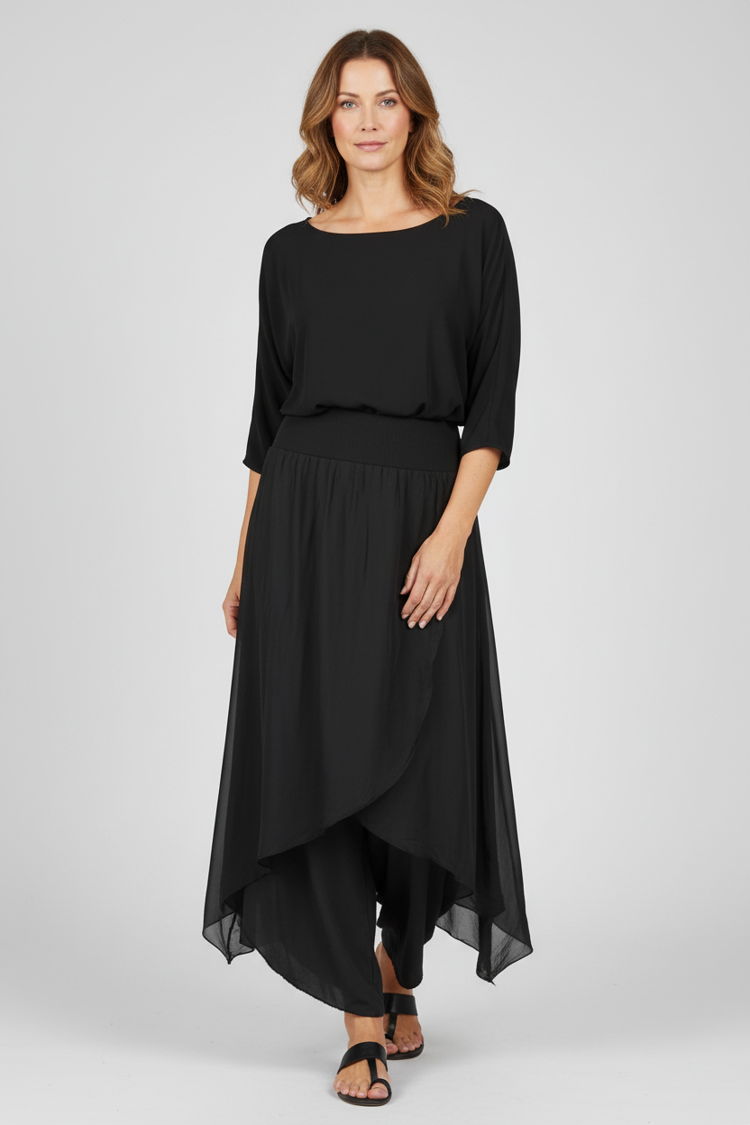 Flap Overlay Silk Trouser