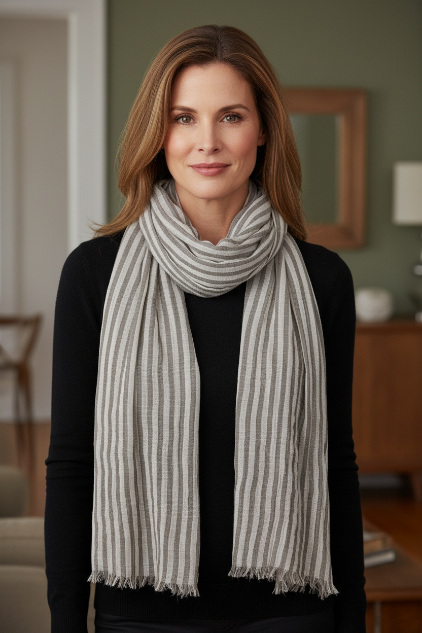 Stripe Crinkle Scarf