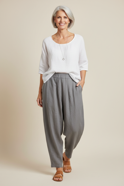 Panel Detail Linen Trouser