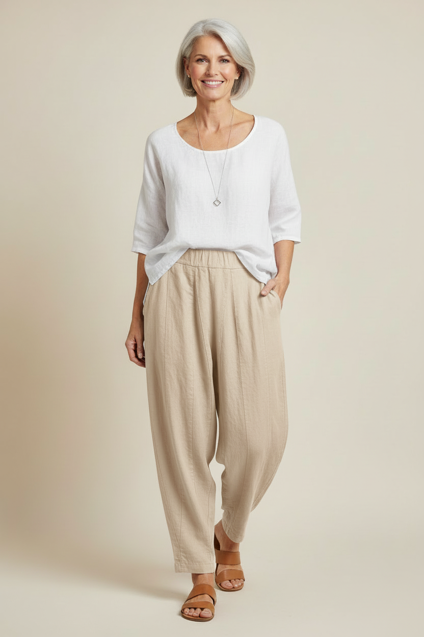 Panel Detail Linen Trouser
