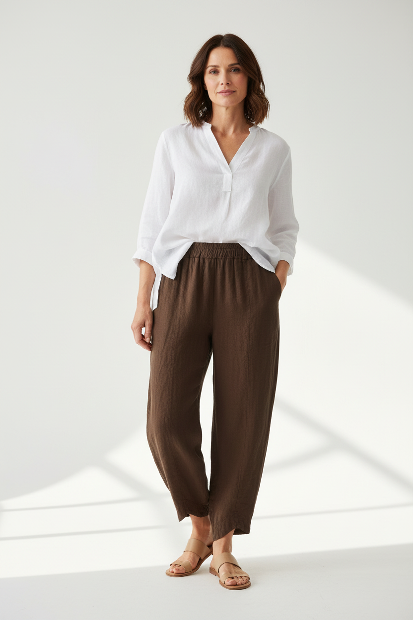 Hi Low Ankle Linen Trouser