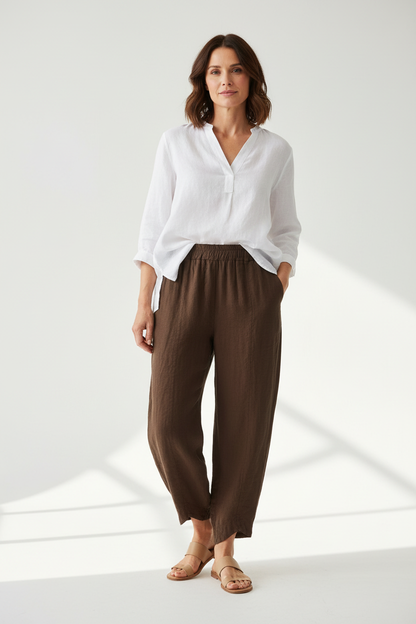 Hi Low Ankle Linen Trouser
