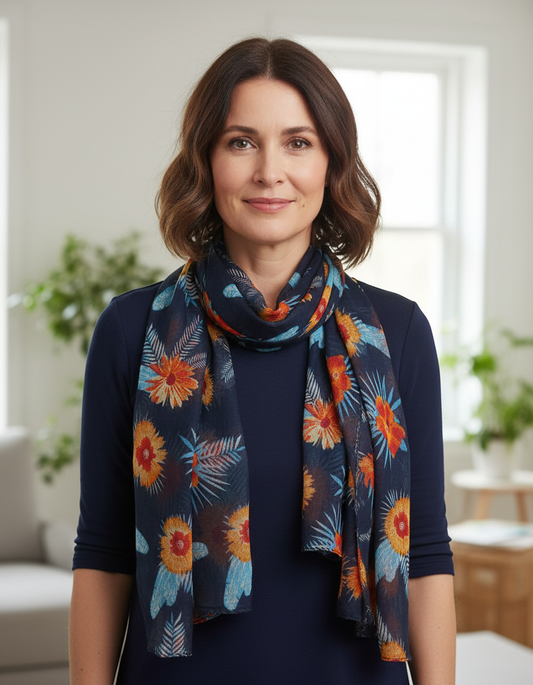 Exotic Floral Print Scarf
