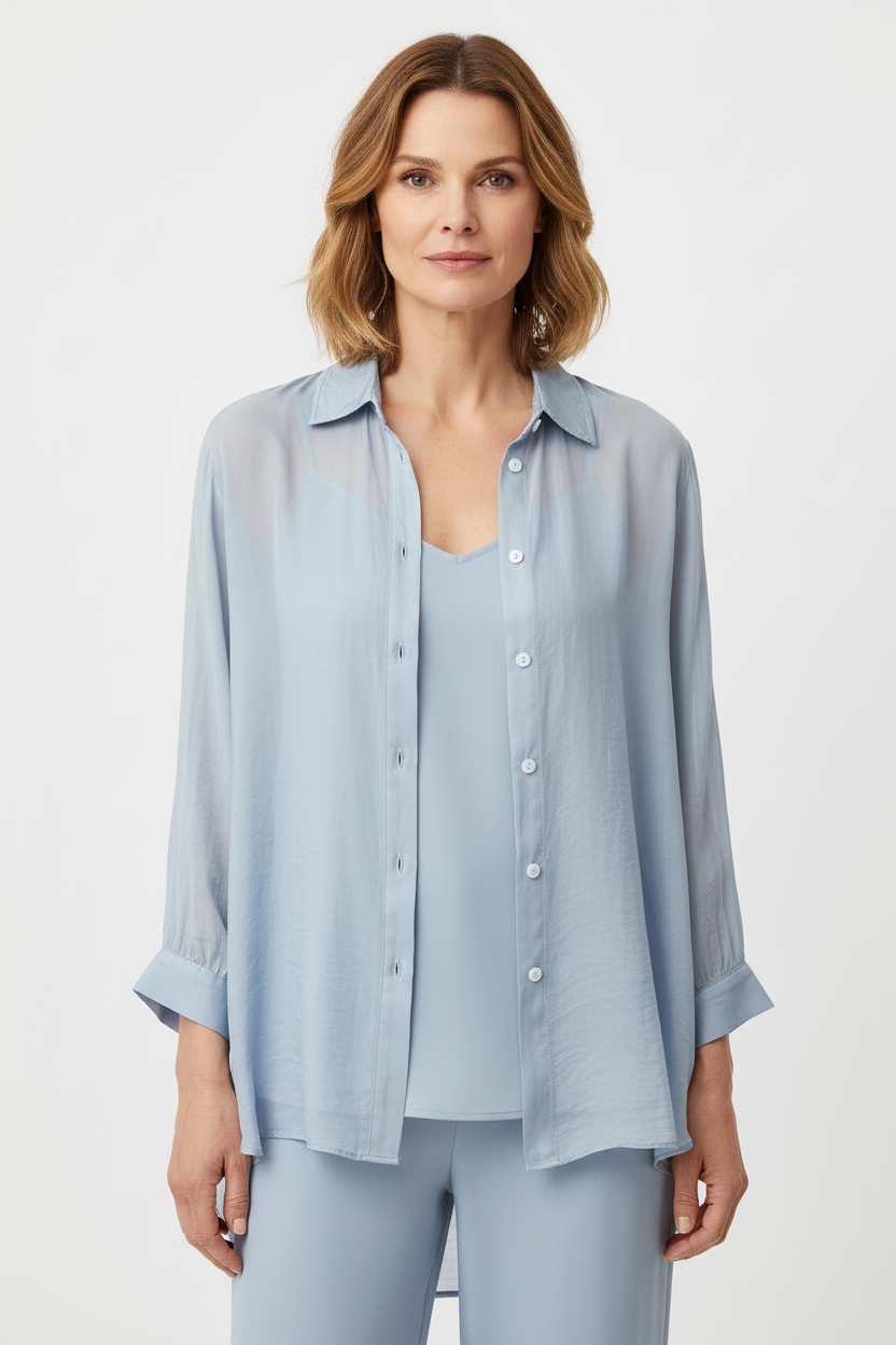 2 Piece Silk Shirt with Vest