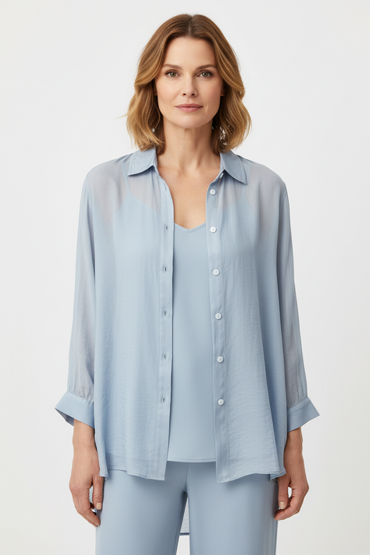 2 Piece Silk Shirt with Vest