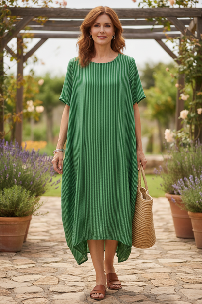 Stripe 2 Pocket Tulip Midi