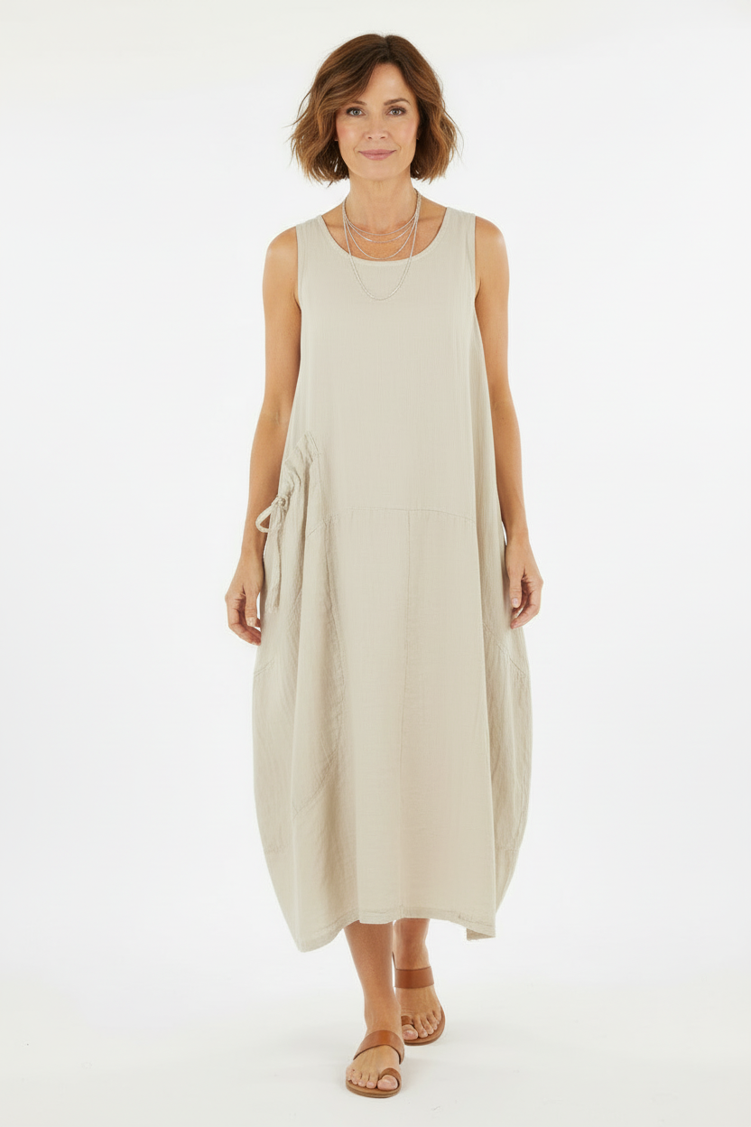 Sleeveless Pocket Linen Dress