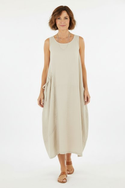Sleeveless Pocket Linen Dress