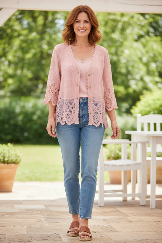 Crochet Trim Cotton Shirt