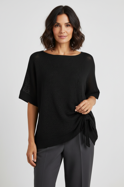 Tie Ruched Detail Mesh Top