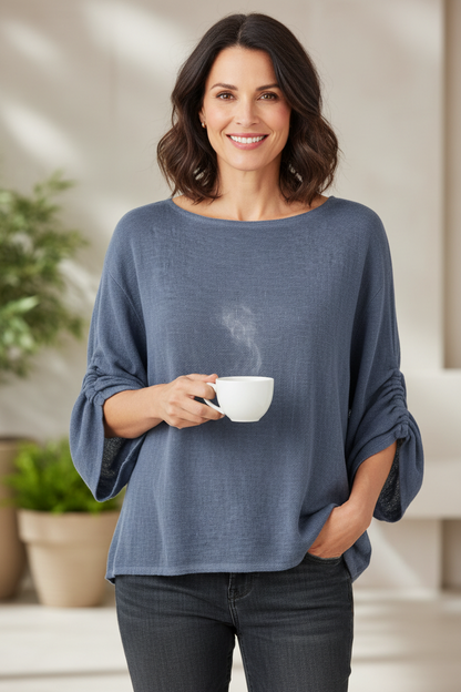 Ruched Sleeve Teabag Top