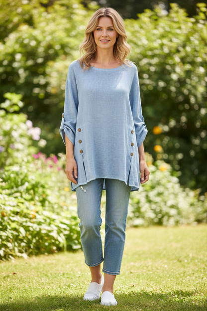 Cutout Button Detail Teabag Top