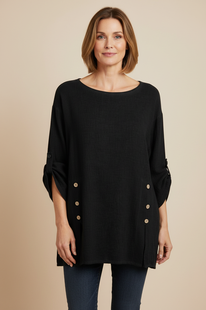 Cutout Button Detail Teabag Top