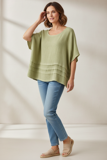 Pleat Detail Teabag Linen Top