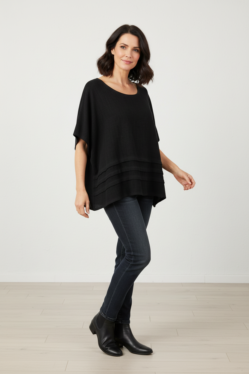 Pleat Detail Teabag Linen Top