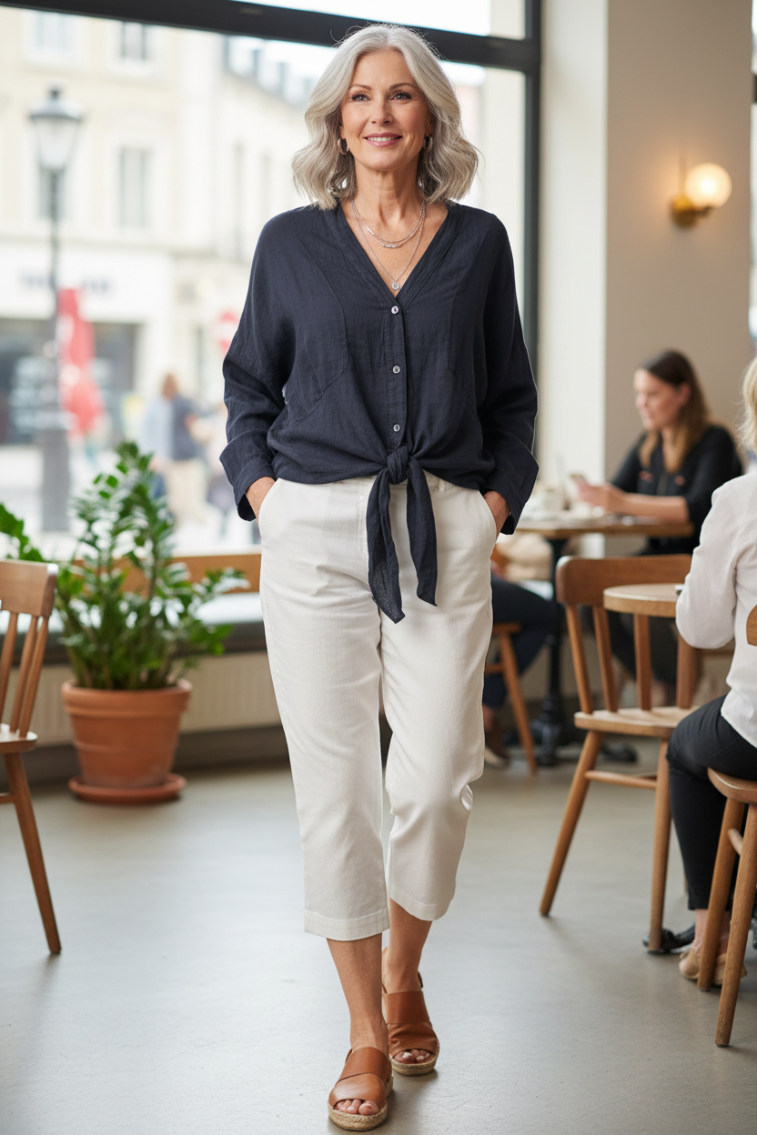 Tie Front Linen Shirt