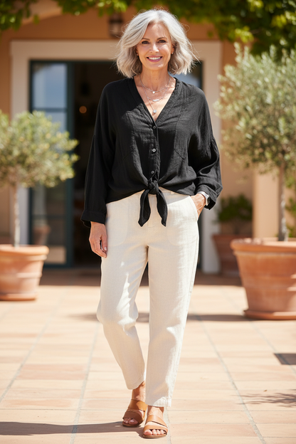 Tie Front Linen Shirt