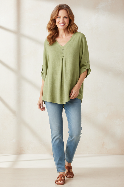 3 Button Detail Teabag Top