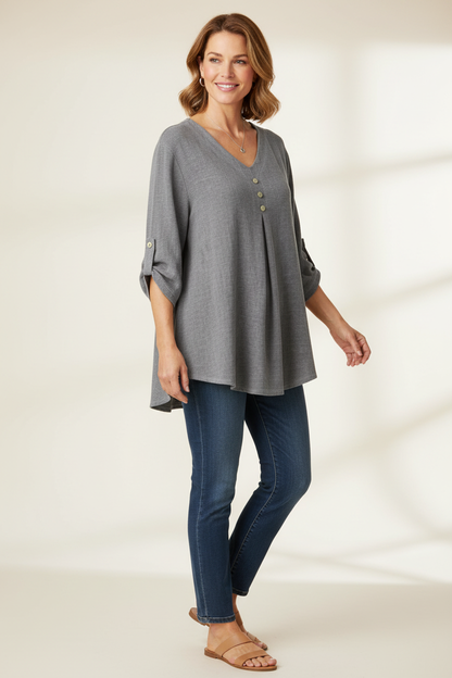 3 Button Detail Teabag Top