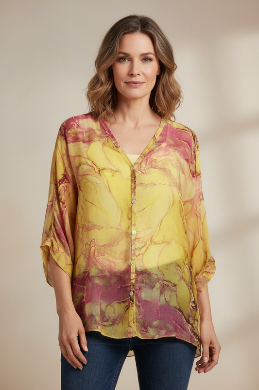 Marble Print Silk Shirt