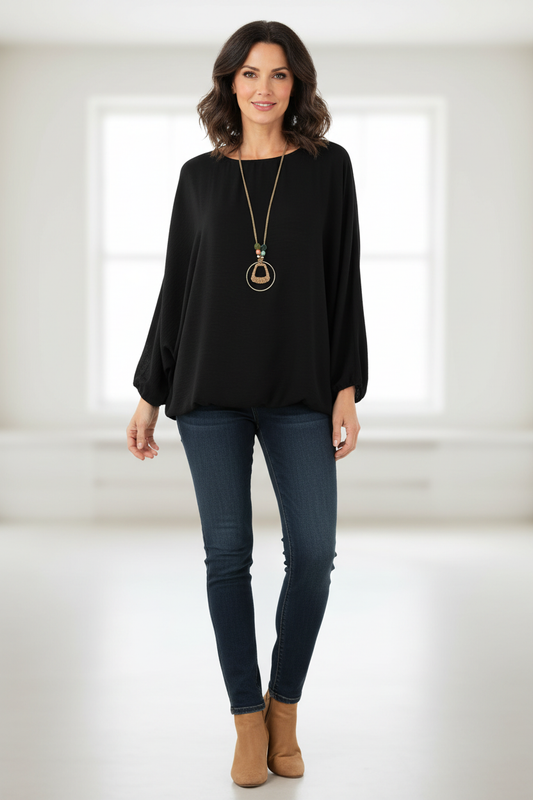 Puffball Hem Necklace Top