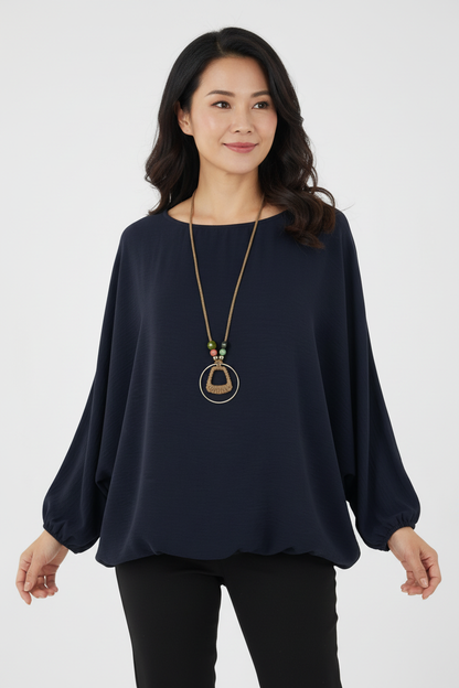 Puffball Hem Necklace Top