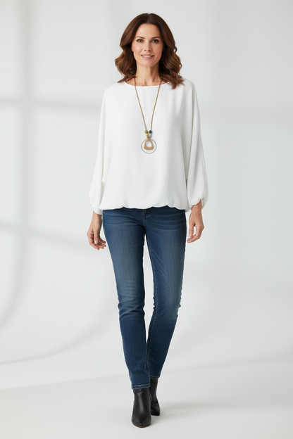 Puffball Hem Necklace Top