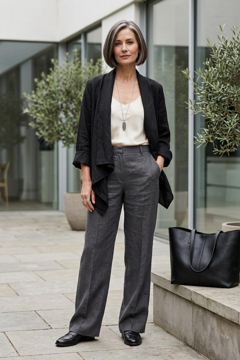 Waterfall Buckle Linen Jacket