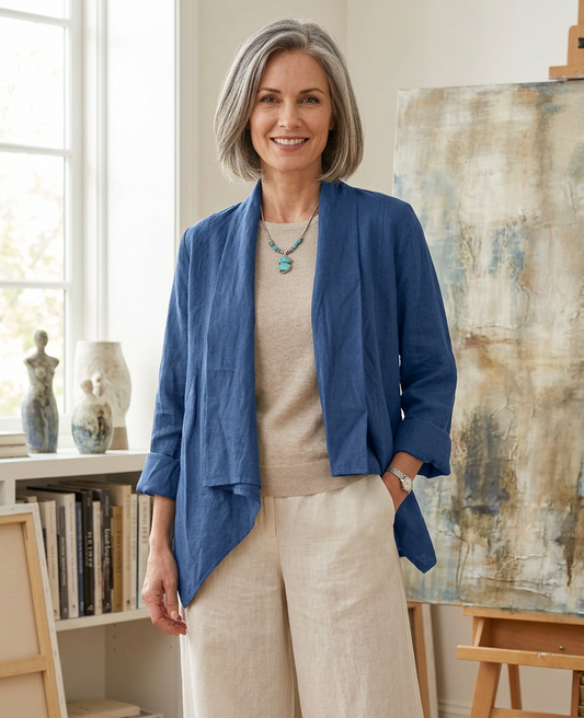 Waterfall Buckle Linen Jacket