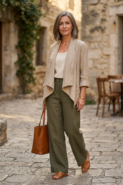 Waterfall Buckle Linen Jacket