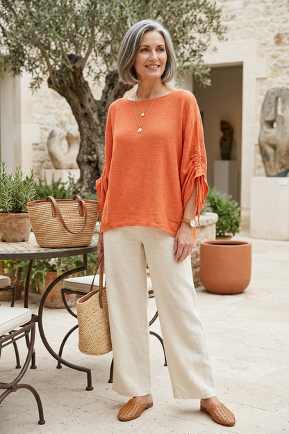 Ruched Sleeve Teabag Top