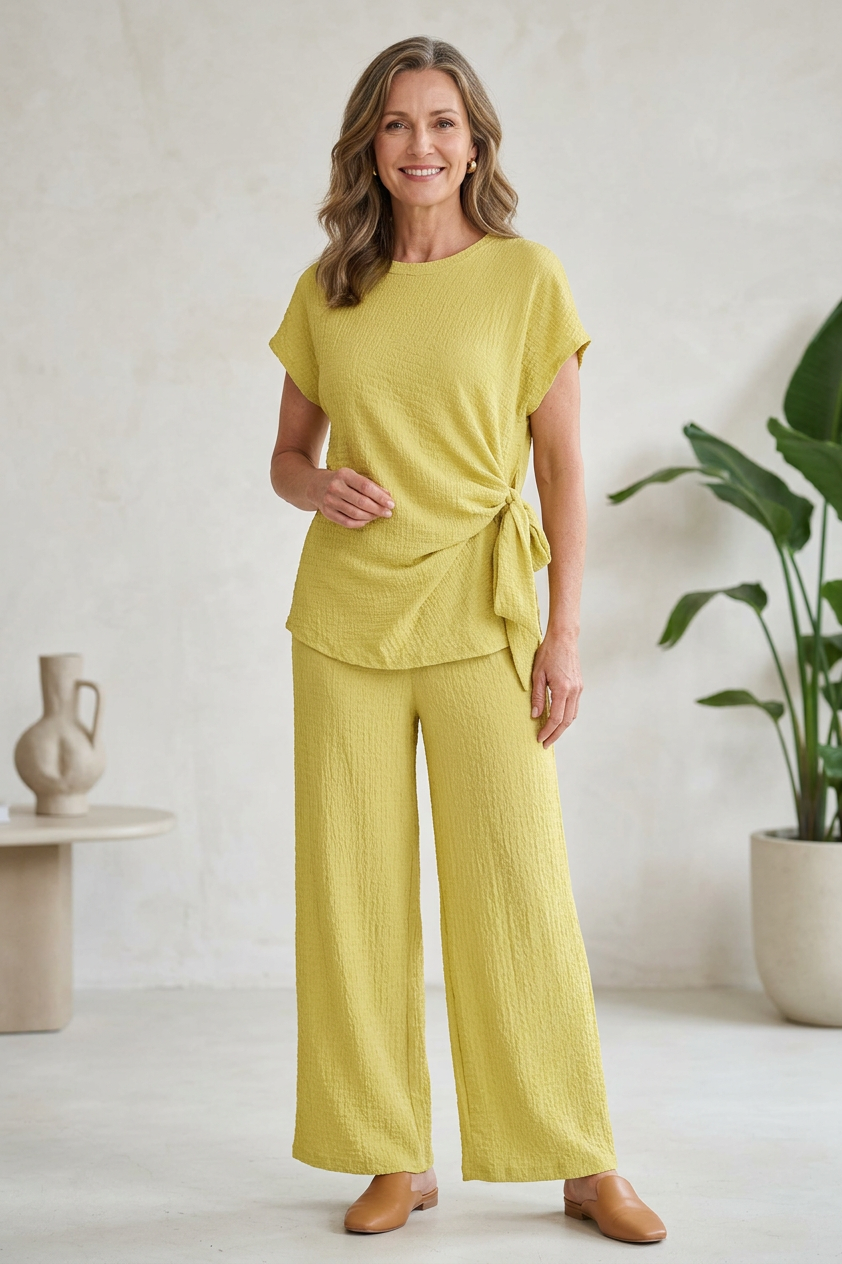 Side Tie Top Trouser Set