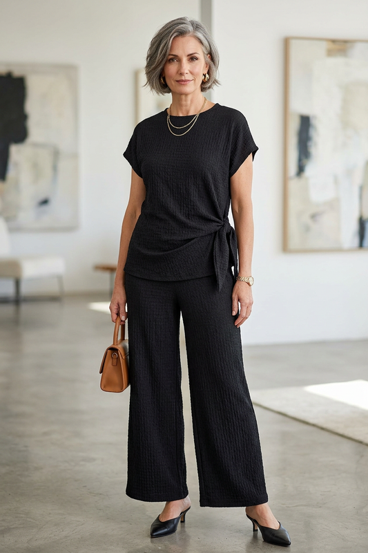 Side Tie Top Trouser Set