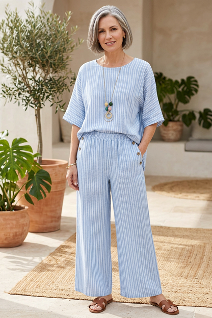 Button Detail Pocket Stripe Trouser