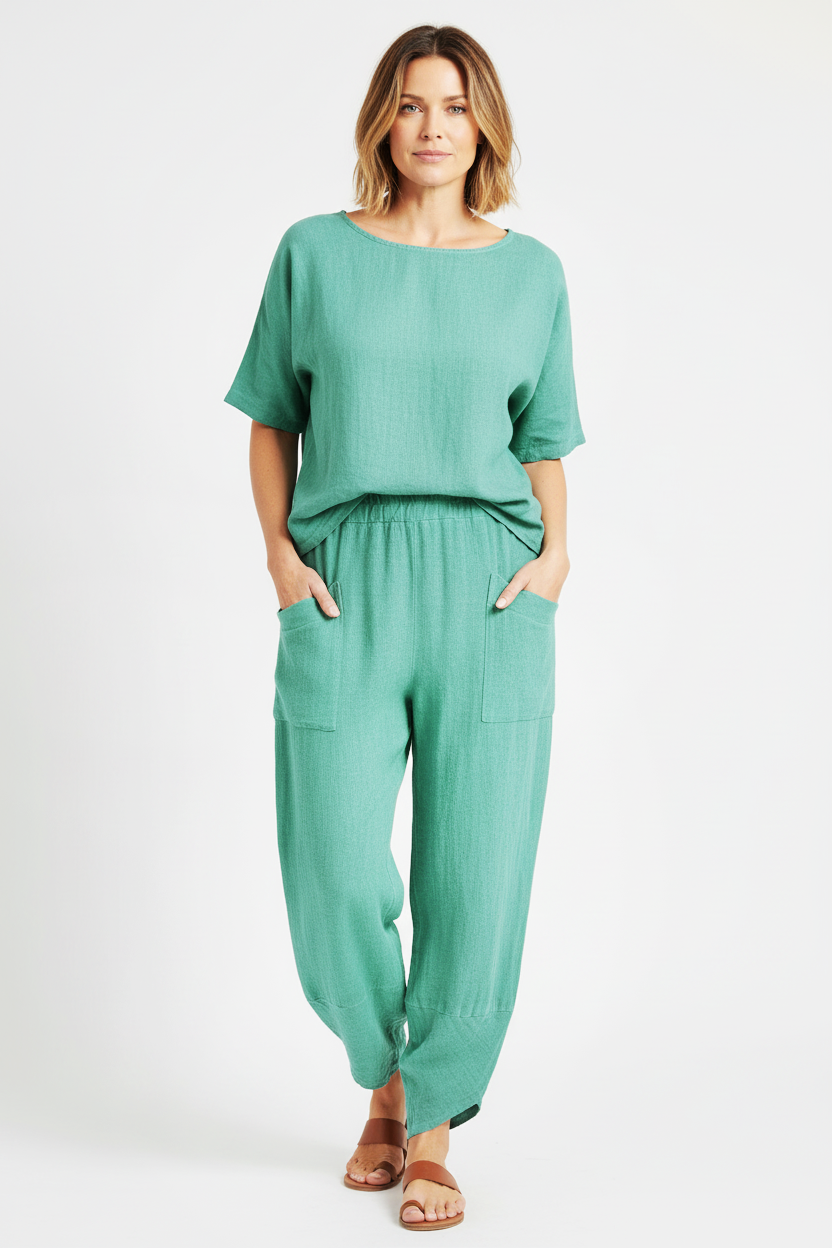 2 Pocket Barrel Leg Teabag Trouser