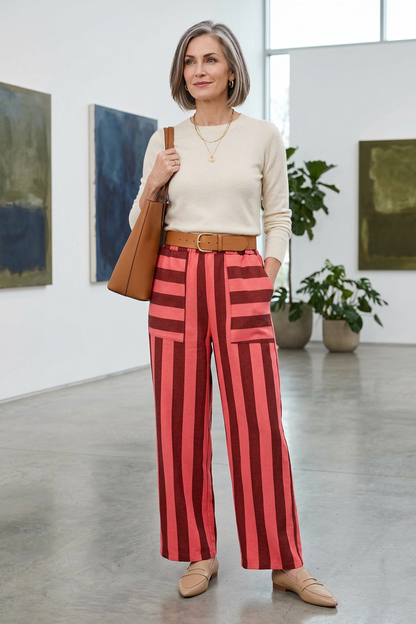 Woven Stripe Cotton Trouser