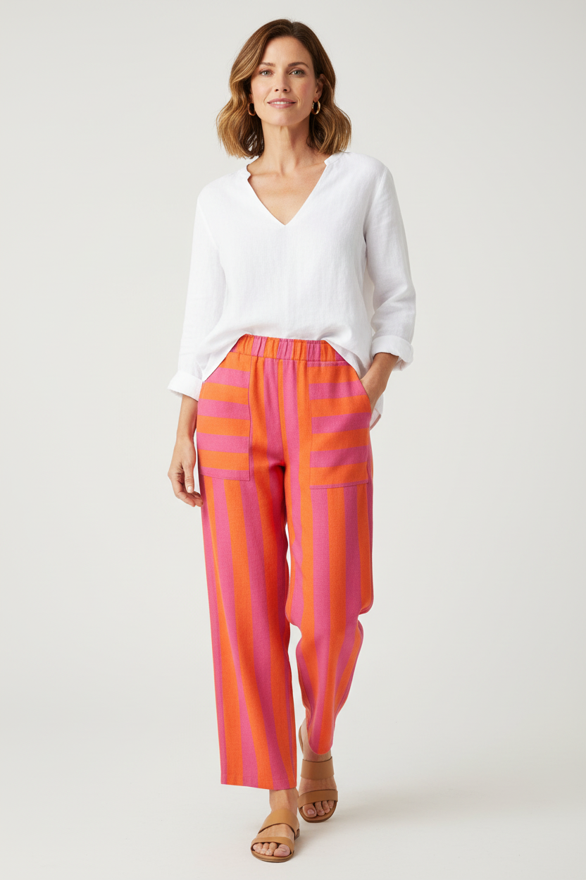 Woven Stripe Cotton Trouser