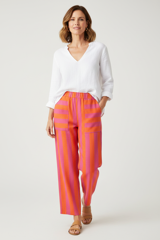 Woven Stripe Cotton Trouser