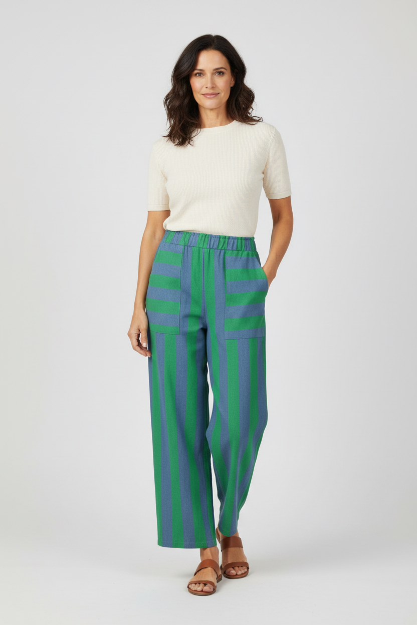Woven Stripe Cotton Trouser