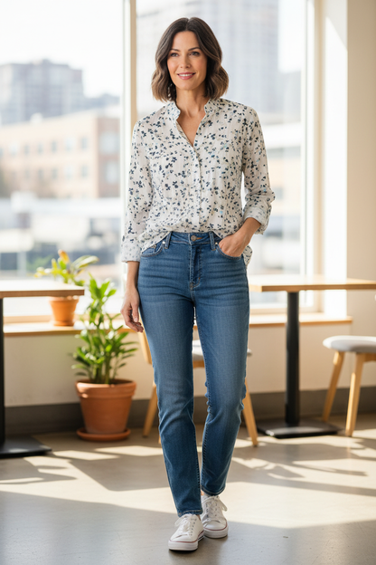 Ditsy Floral Print Cotton Shirt