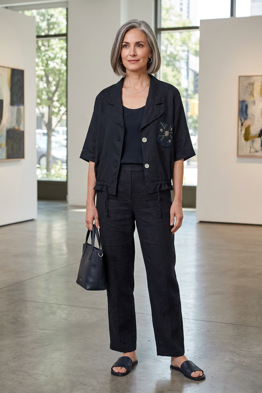 Beaded Pocket Linen Shirt