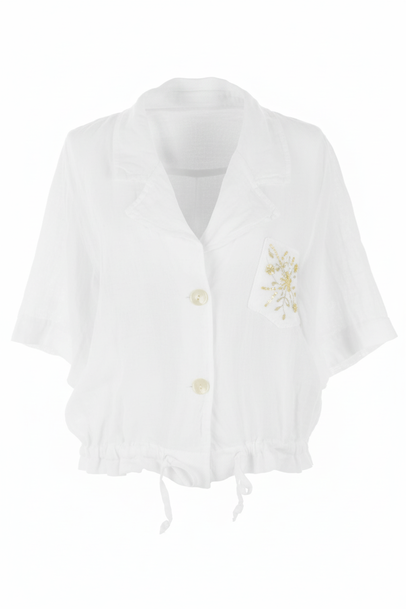Beaded Pocket Linen Shirt