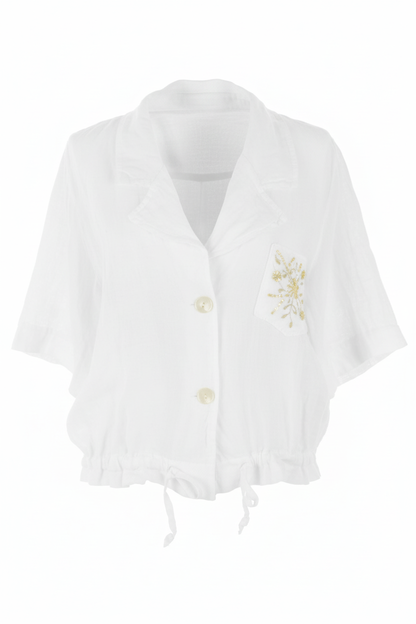 Beaded Pocket Linen Shirt