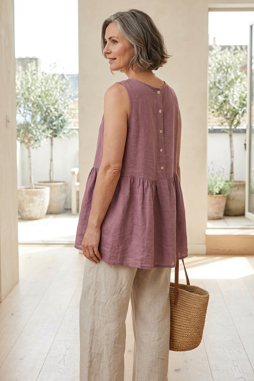 Sleeveless Peplum Linen Top