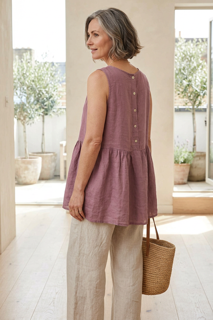 Sleeveless Peplum Linen Top